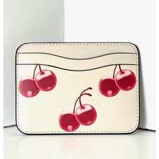 Coach Coachtopia Wavy Card Case CAA15 Cherry Print Regenerative Leather