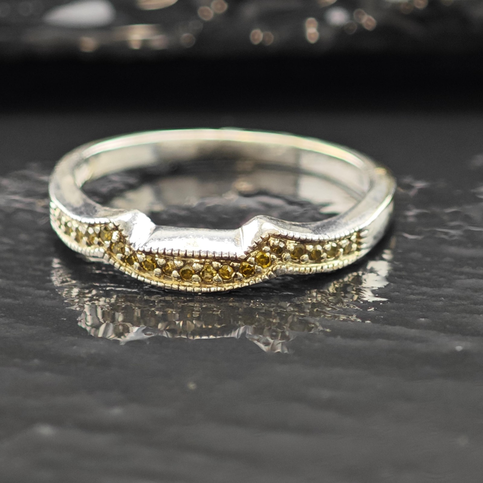 Stackable Yellow Diamond Ring Sterling Silver Siz… - image 4