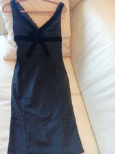 Red Valentino Black Velor Ribbon Calf Length Dress