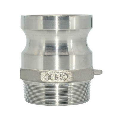 2'' in inch Type F Camlock Male Adapter to Male NPT Stainless Steel Pipe Fitting