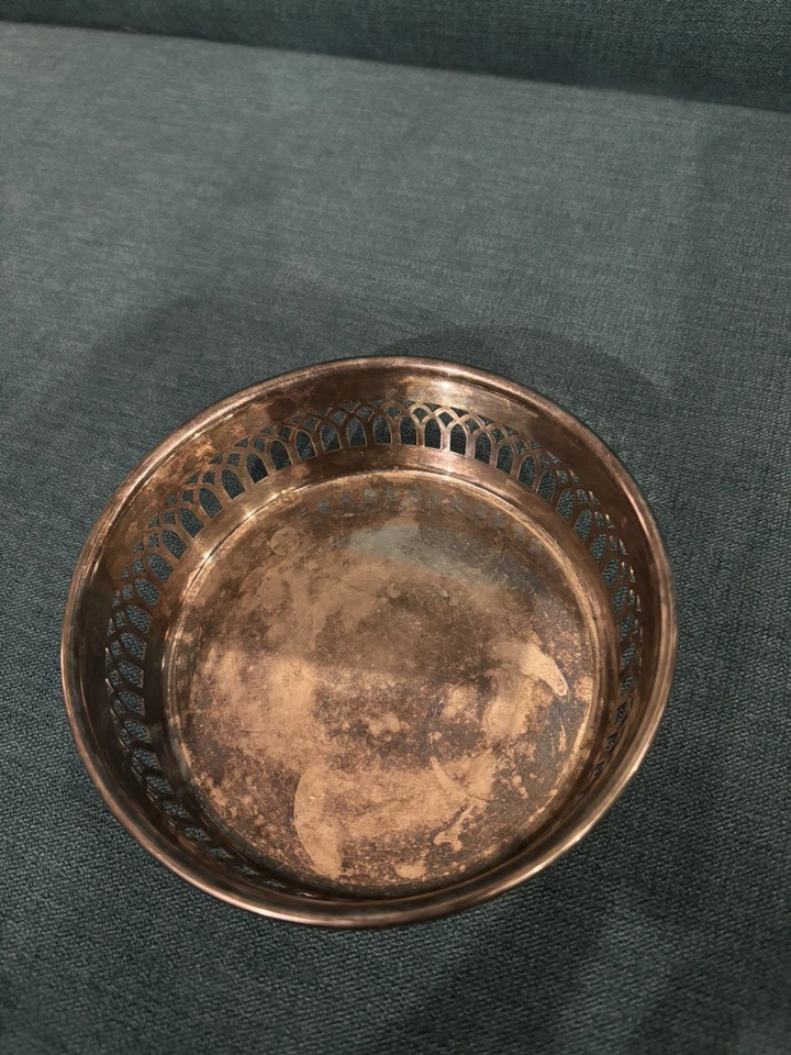 Posavasos vintage de plata con pátina natural Lunt (M-210) hechos en EE. UU. Foto 2 de 4