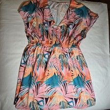 NWT CupShe Tropical Palm Leaf Beach Pool Cover-Up, Size Extra-Large, V-neck