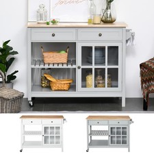 HOMCOM Mobile Kitchen Island Utility Cart with Towel Rack & 2 Drawers