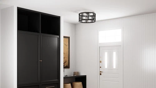 Quoizel AXF1722 Axford 5 Light 22"W Semi-Flush Drum Ceiling - Black - Picture 5 of 12