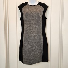 10 Crosby Derek Lam Dress 10 Black Grey Colorblock Wool Blend Shift Mod Career