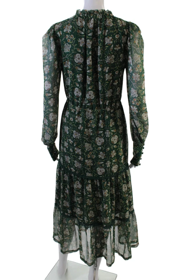 Allison Womens Floral Print A Line Maxi Dress Green Multi Colored Size Extra Sma - Image 3 of 4