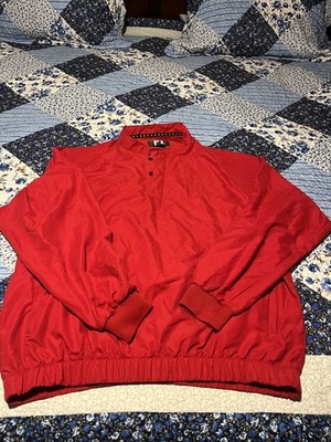 Footjoy FJ Golf Pullover Windbreaker Lightweight Red 1/4 Button Jacket Large