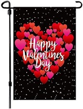 Valentine's Day Flag,12x18 Inch Valentine's Heart Garden Flag Double Sided Print