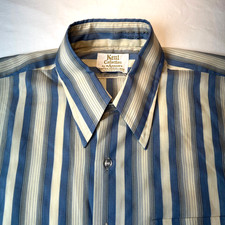 Vtg 70s Arrow Kent Collection Shirt Mens L Sanforized USA Short Sleeve Decton