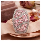 Pretty Pink Morganite White CZ SheCrown Wedding Silver Rings Sz 7.75