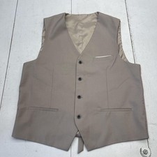 Suit Vest Mens Medium Beige 4-Button Lined Adjustable Back Dress Waistcoat