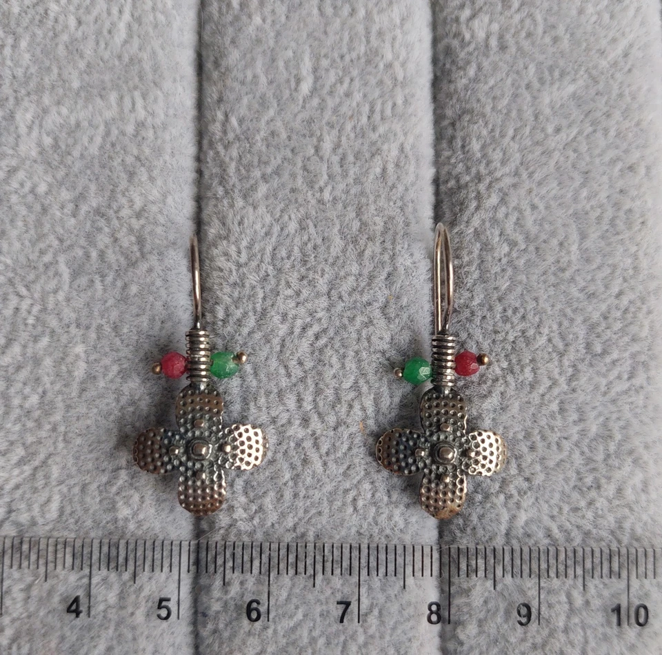Sehr schöne Ohringe mit echtem Rubin und Smaragd in 925  - Bild 3 von 4
