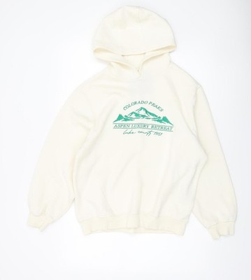 Threadbare Damen Ivory Pullover Hoodie XS Baumwollmischung Aspen Print