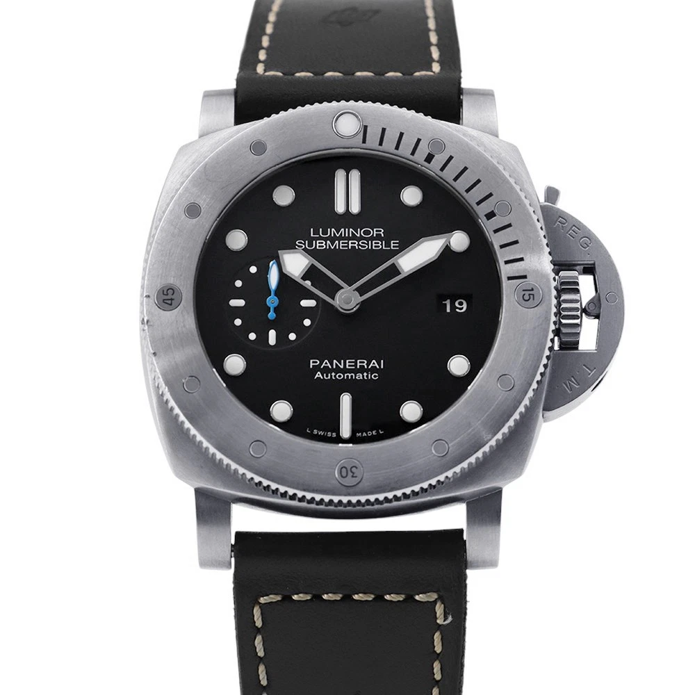 Panerai — PANERAI Luminor 1950 Submersible 3 Days Titanio 47mm TI/Leather Black Dial P...