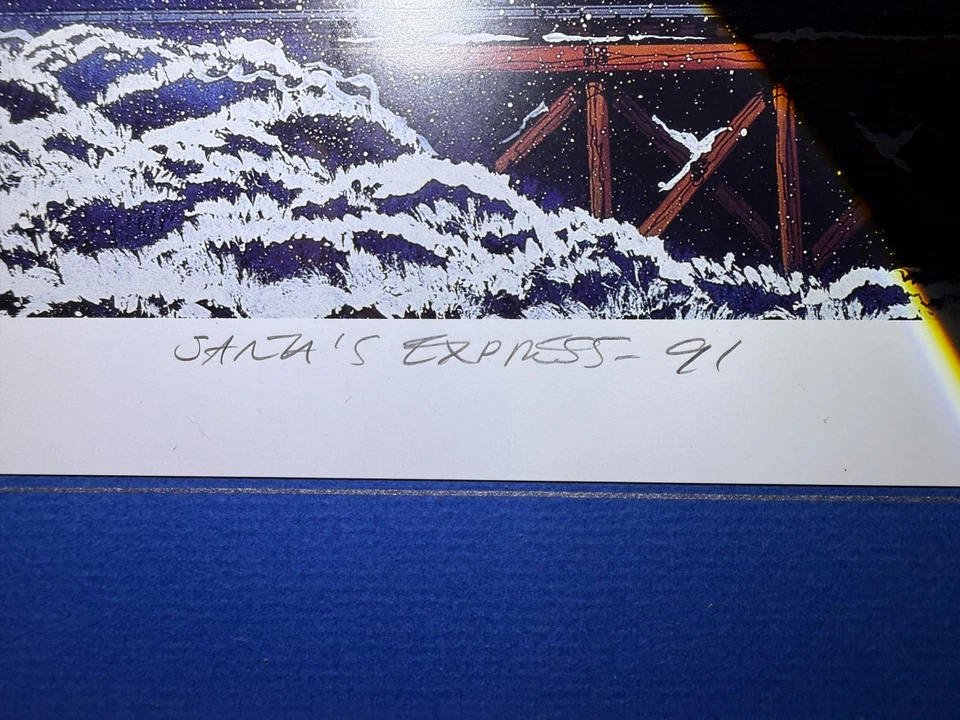 Tren de Navidad estampado Fred Bonn AUTO firmado, numerado y enmarcado 108/300 Foto 4 de 4