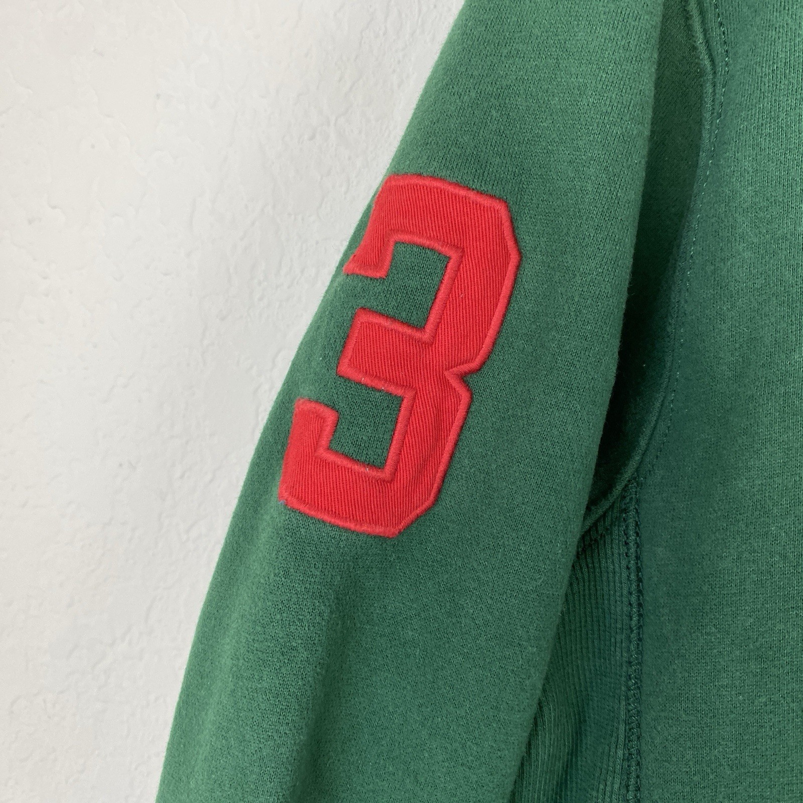 Polo Ralph Lauren Triple Pony #3 felpa con cappuccio verde pile ricamato XL preppy