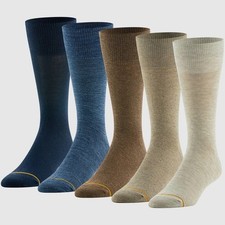 Goldtoe Aqua FX Dress socks crew length multi colors 5 pairs Cool Dry Comfort