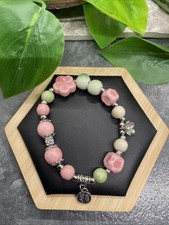 Handmade Ceramic Bead Beaded Stackable 6.5  Plus Stretch Bracelet New B320