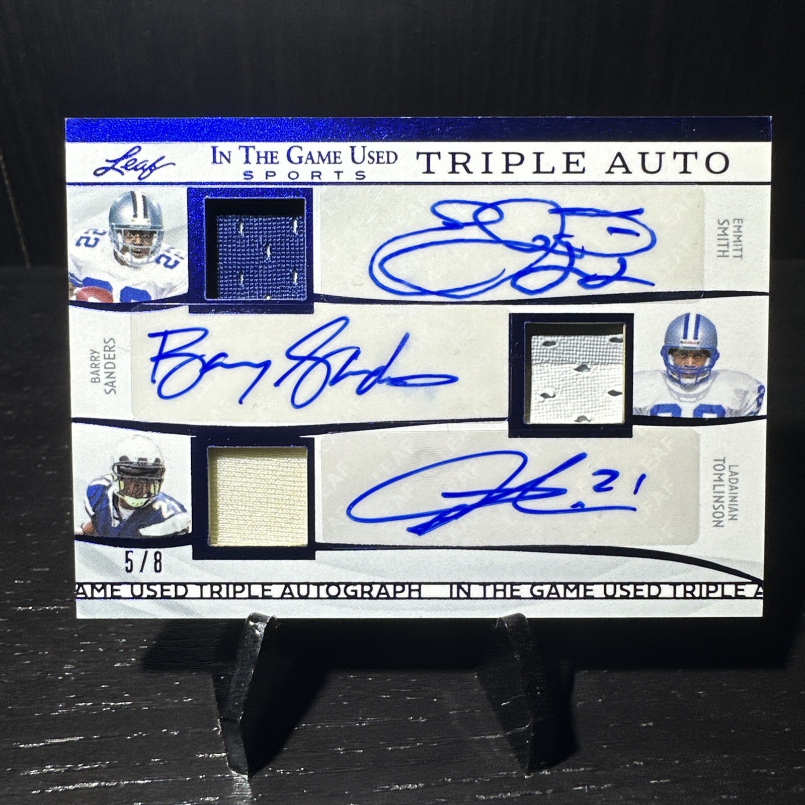 2025 Leaf Game Used Emmitt Smith Barry Sanders Ladainian Tomlinson Auto Patch /8