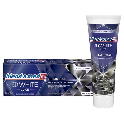 12x Zahncreme Zahnpasta blend-a-med 3D White Luxe Aktivkohle 75 ml Zahnpflege