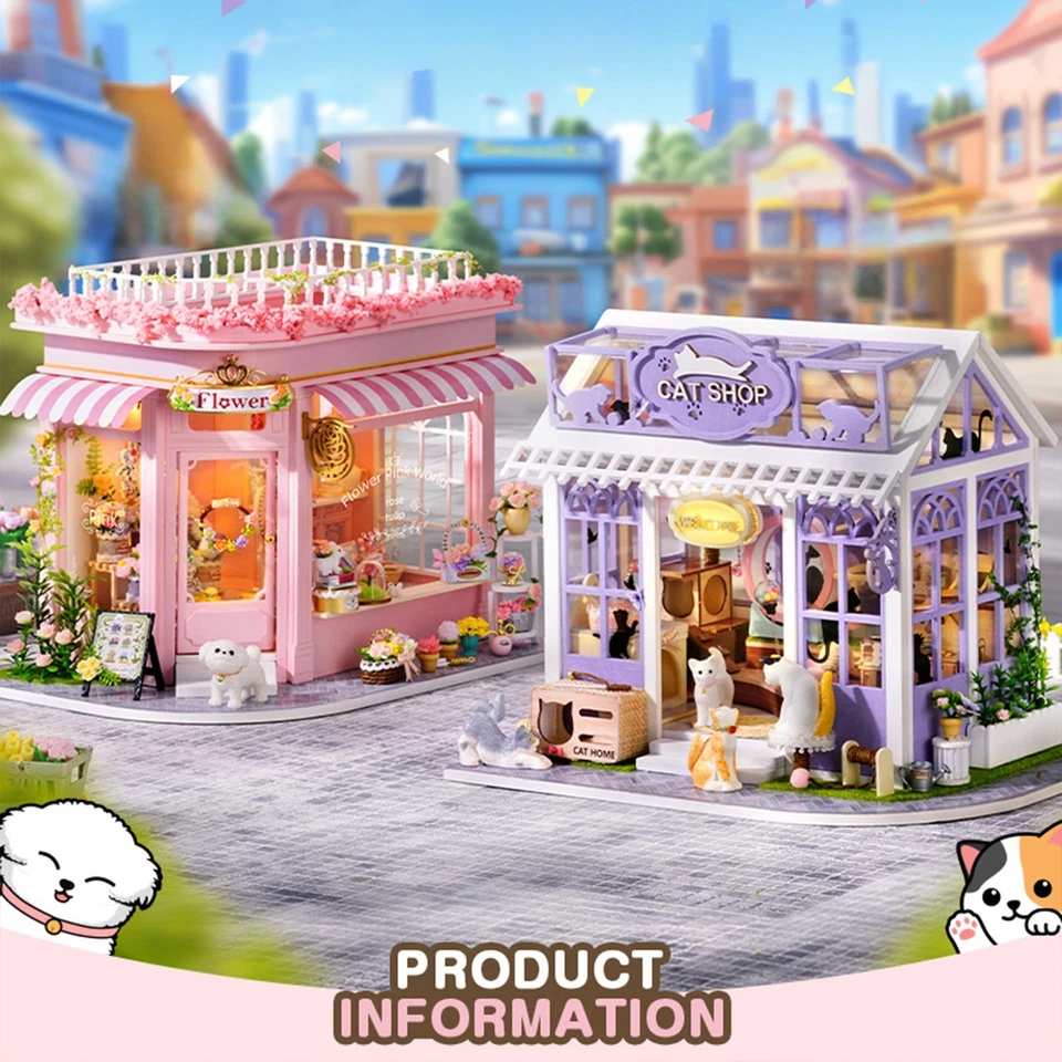 Сделай сам магазин кошек кукольный домик 3D деревянный миниатюрный кукольный домик набор для взрослых рождественский подарок - Изображение 4 из 4