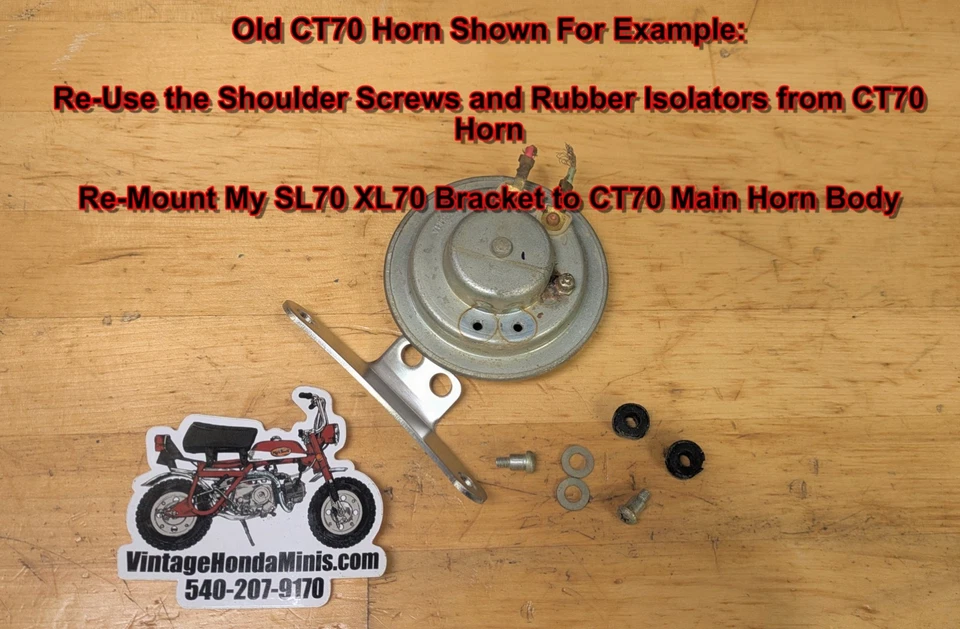 Horn Mount - Stainless Steel - Honda SL70 XL70 - Use CT70 Horn with this bracket - Image 3 of 4