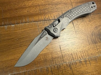 Microtech Amphibian, Titanium, Apocalyptic Finish, Full Size, Frag Texture, LNIB