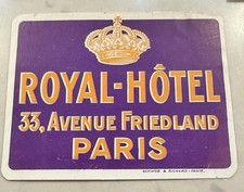 Vintage Paris  Travel Label 1950s  Royal Hotel  Paris (R A R E)