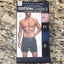 Tommy Hilfiger Cotton Classics 3-Pack Woven Boxer Shorts Soft Cotton Men M - NIB