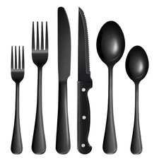 24-Piece Black Silverware Set with Steak Knives Stainless 24Pcs,