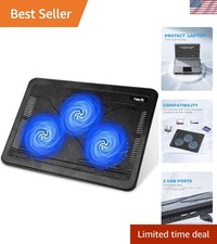 HV-F2056 15.6"-17" Laptop Cooler Cooling Pad - Slim Portable USB Powered 3 Fa...