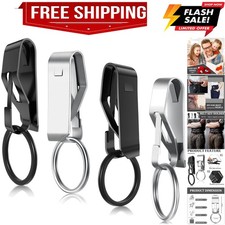 4 Pieces Belt Key Clip Key Holder Security Metal Keychain Clip Ring for Men H...