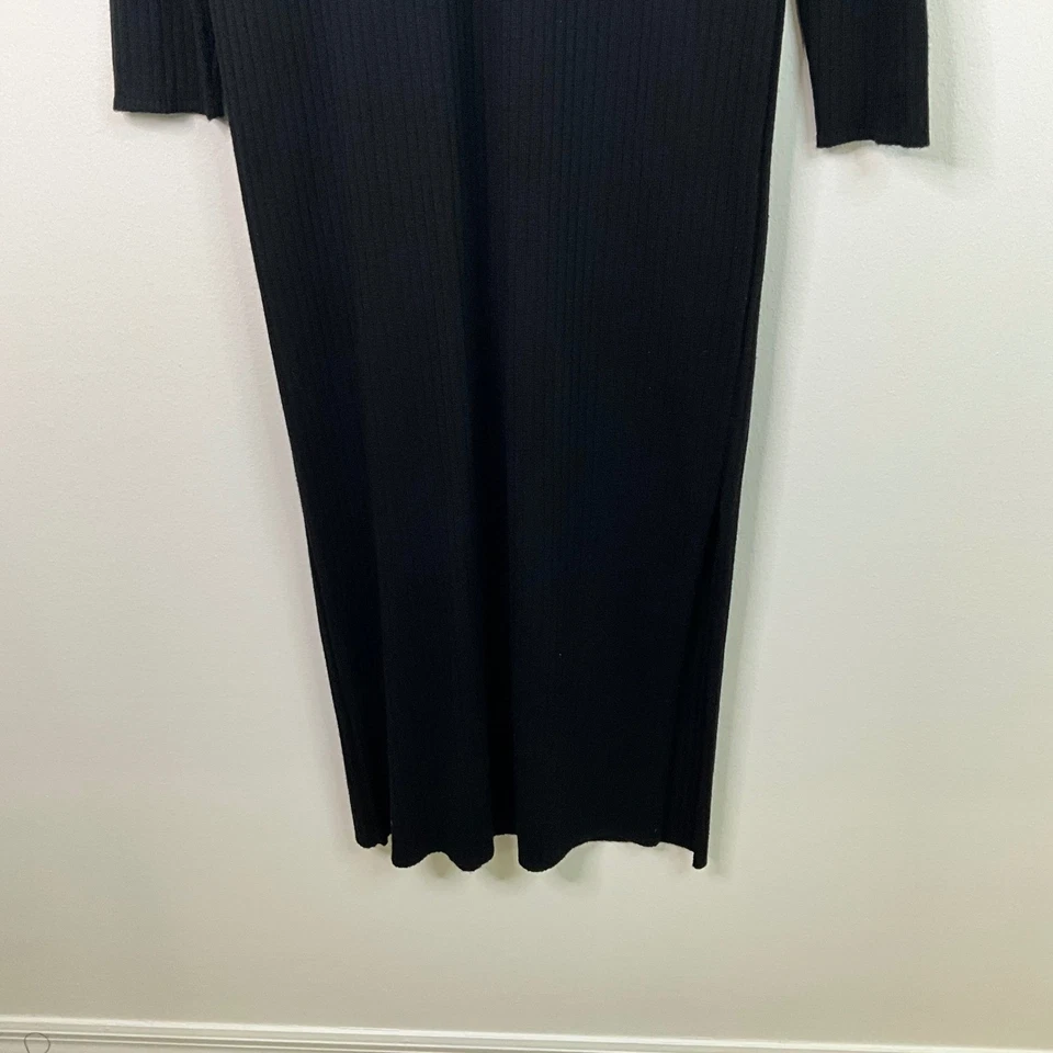 Nina Leonard Black Ribbed Knit Mock Neck Maxi Sweater Dress Size L Long Sleeve - Image 4 of 4