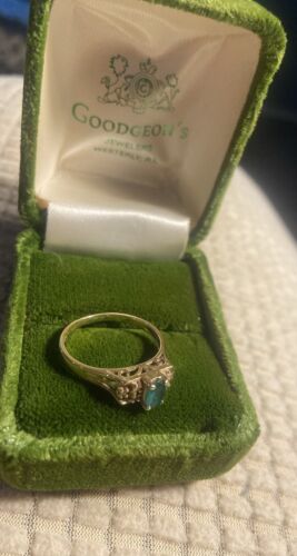 14k Gelbgold Oval Natur Grün Smaragd und Diamant Ring Größe 8 - Bild 4 von 13