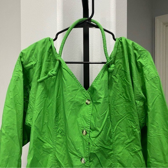 Nanushka Alyssa Dress in Green Womens Shirt Dress Button