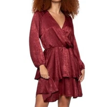 Black Tape Burgundy Mini Fit & Flare Dress(Size Small)