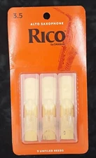 D'Addario Rico Alto Saxophone Reeds 3.5 Strength 3 Count Pack
