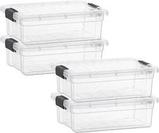 Superio Clear Storage Bins with Lids, 4 Pack- Plastic Storage Boxes - 22.7 Quart