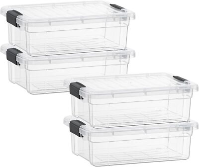 Superio Clear Storage Bins with Lids, 4 Pack- Plastic Storage Boxes - 22.7 Quart