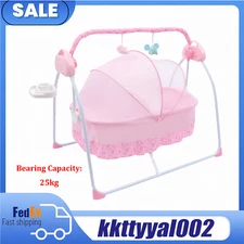 Electric Bluetooth Baby Cradle Swing Bassinet Rocking Crib Infant Bed Portable!