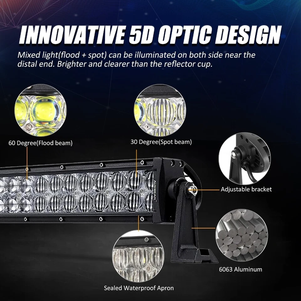 AUXBEAM 52" INCH 5D LED Light Bar Spot Flood Beam For Dodge RAM 1500 2500 3500 Foto 3 de 4