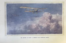 Handley-Page Biplane Antique Print The Return At Dawn Aviation Airplane 1919