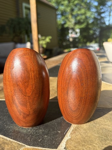 2 Pc Set Rude Osolnik wood Turned Candle Holders MCM Rare - Picture 4 of 7