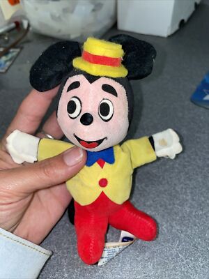 Vintage 1966 Walt Disney Prod. GUND Plush Mickey Mouse  Stuffed w/ Sawdust RARE
