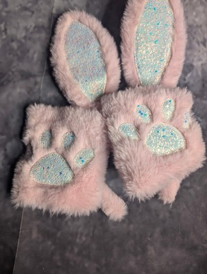 Clair's Faux Fur Easter Bunny Accessory Props Pink Glitter 