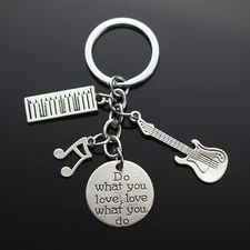 Piano Electric Guitar Keyboard Keychain Musician Music Rock Band Player Fan Gift