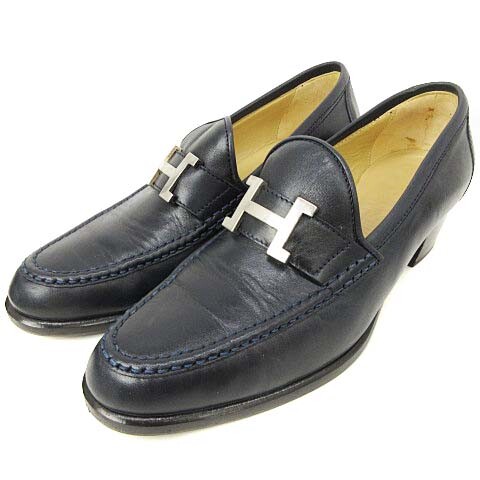 Settimana Loafer Pumps Round Toe Chunky Heel Navy Blue Shoes Women's 32C98  | eBay