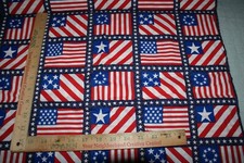 Patriotic USA Flags Design Fabric Cotton Sewing Craft 1 9 x 22W Fat Quarter