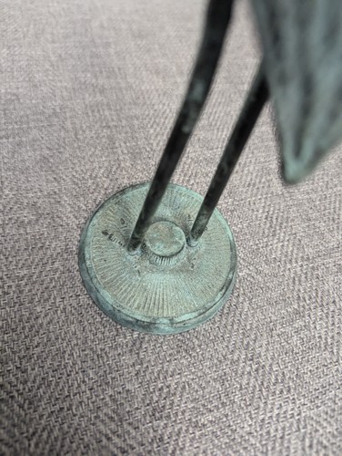 (2) Brass Heron Cranes Vintage Verdigris Patina - Picture 10 of 11