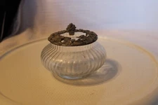 Rare Vintage Anchor Hocking Rawcliffe Pewter Rose Potpourri Lid and Jar